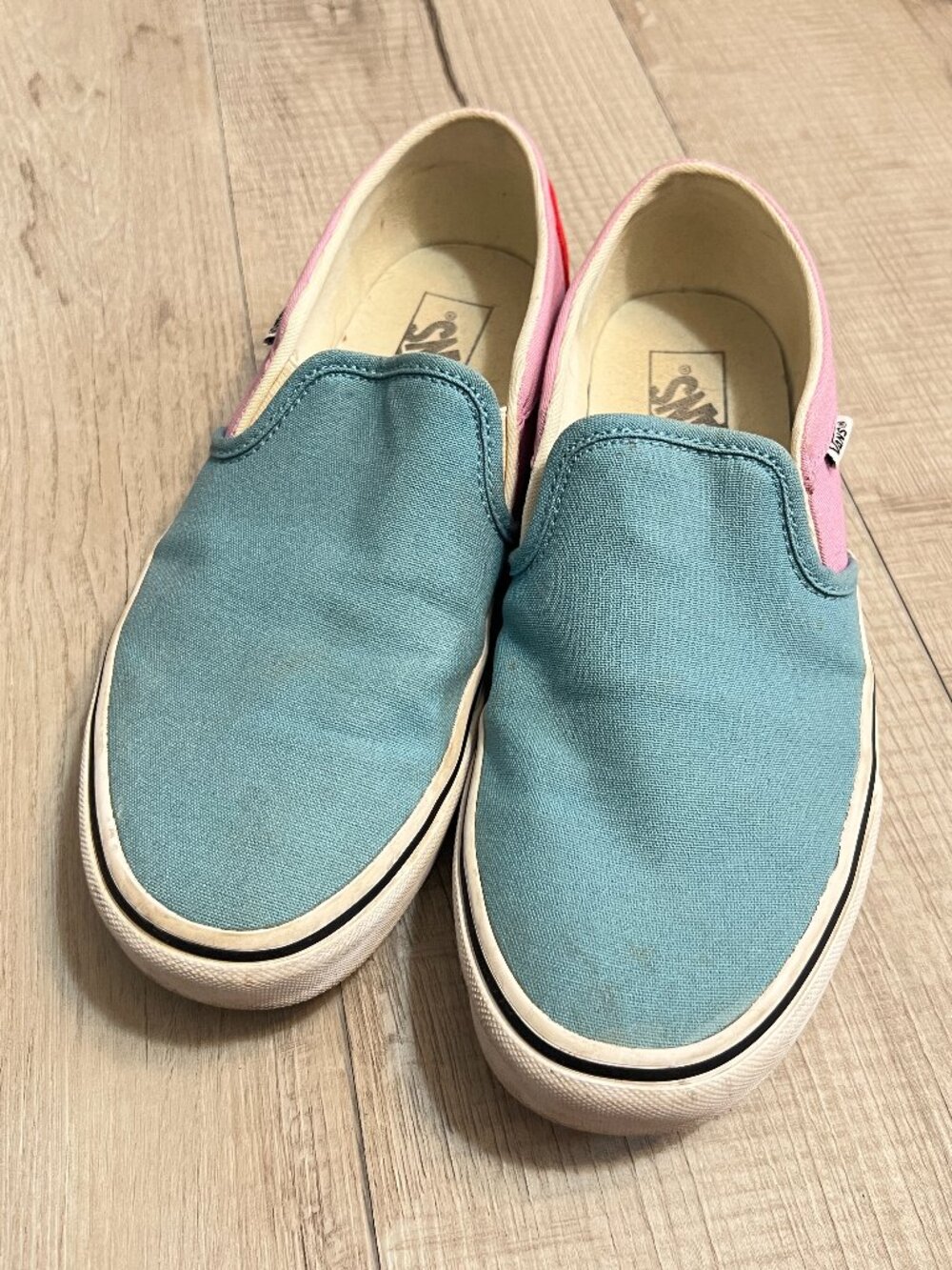 Vans Classic Slip On Multi Color Block Canvas Sneakers Shoes Women Size 9 US